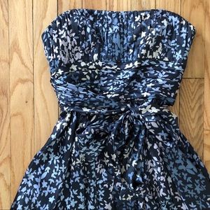 BCBG Maxazria Silk Floral Strapless Dress